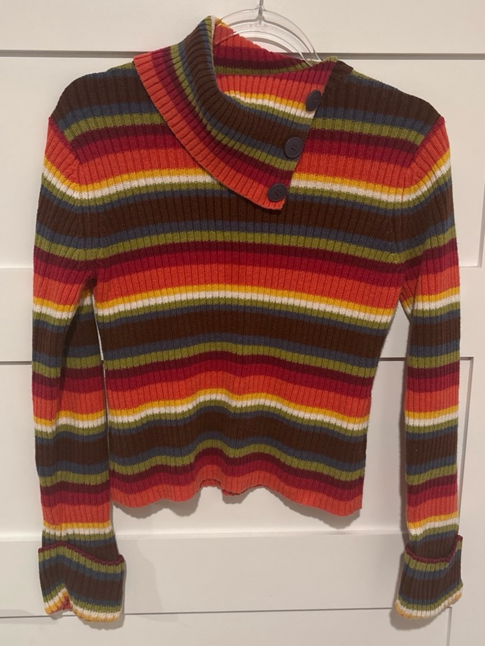 Vintage Y2K 90s Knit Women's Striped Ribbed Sweater